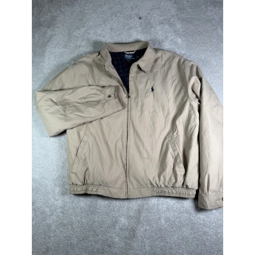 VTG Polo Ralph Lauren jacket Men 2XL Lined Dad Bomber Bi Swing chin Strap Read**